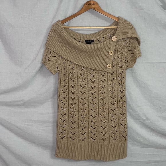 deb Beige/Tan Sweater with Short Sleeves and Versatile Collar in Size 2X - Picture 1 of 15